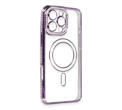 Apple iPhone 16 Pro Kılıf Joke Simli Magneticsafe Kılıf - Derin Mor