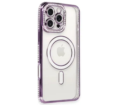 Apple iPhone 16 Pro Kılıf Joke Simli Magneticsafe Kılıf - Derin Mor