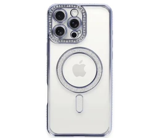 Apple iPhone 16 Pro Kılıf Joke Simli Magneticsafe Kılıf - Mavi