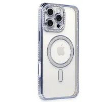 Apple iPhone 16 Pro Kılıf Joke Simli Magneticsafe Kılıf - Mavi