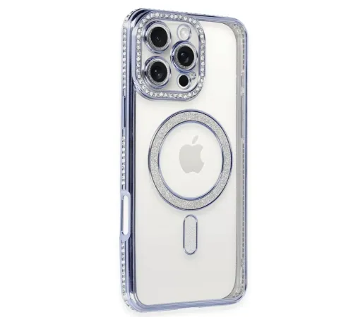 Apple iPhone 16 Pro Kılıf Joke Simli Magneticsafe Kılıf - Mavi