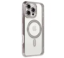 Apple iPhone 16 Pro Kılıf Joke Simli Magneticsafe Kılıf - Pembe