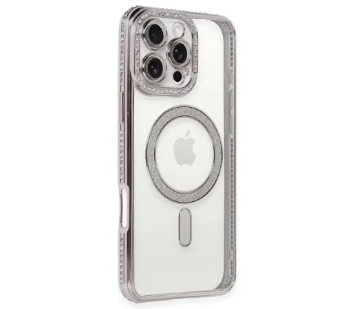 Apple iPhone 16 Pro Kılıf Joke Simli Magneticsafe Kılıf - Pembe