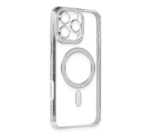 Apple iPhone 16 Pro Kılıf Joke Simli Magneticsafe Kılıf - Gümüş