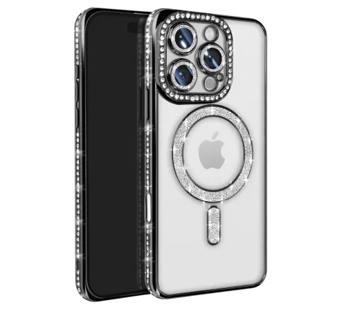 Apple iPhone 16 Pro Max Kılıf Joke Simli Magneticsafe Kılıf - Siyah