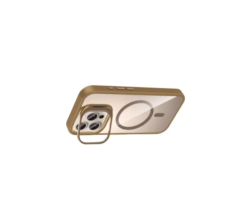 Apple iPhone 16 Pro Max Remim Lensli Magsafe Standlı Kapak - Kahverengi