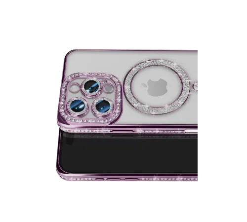 Apple iPhone 16 Pro Max Kılıf Joke Simli Magneticsafe Kılıf - Derin Mor