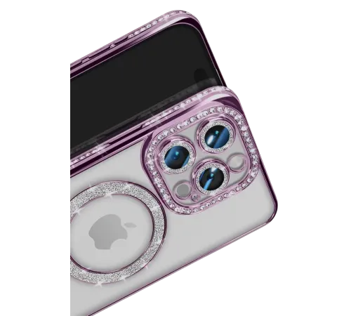 Apple iPhone 16 Pro Max Kılıf Joke Simli Magneticsafe Kılıf - Derin Mor