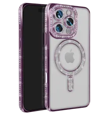 Apple iPhone 16 Pro Max Kılıf Joke Simli Magneticsafe Kılıf - Derin Mor