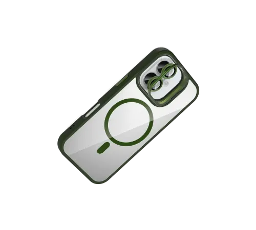 Apple iPhone 16 Plus Remim Lensli Magsafe Standlı Kapak - Koyu Yeşil