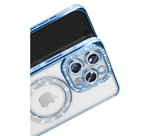Apple iPhone 16 Pro Max Kılıf Joke Simli Magneticsafe Kılıf - Mavi