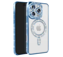 Apple iPhone 16 Pro Max Kılıf Joke Simli Magneticsafe Kılıf - Mavi