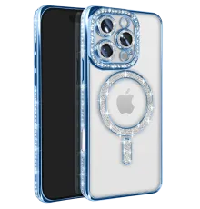 Apple iPhone 16 Pro Max Kılıf Joke Simli Magneticsafe Kılıf - Mavi