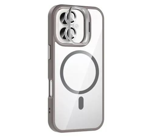 Apple iPhone 16 Plus Remim Lensli Magsafe Standlı Kapak - Titan Gri