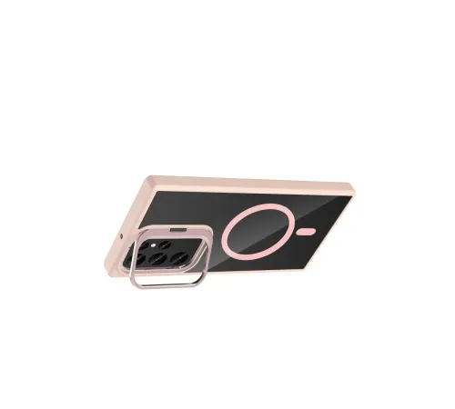 Samsung Galaxy S24 Ultra Remim Lensli Magsafe Standlı Kapak - Pembe