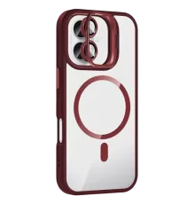Apple iPhone 17 Remim Lensli Magsafe Standlı Kapak - Bordo