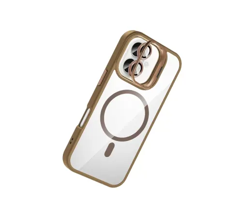 Apple iPhone 17 Remim Lensli Magsafe Standlı Kapak - Kahverengi