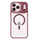 Apple iPhone 17 Pro Remim Lensli Magsafe Standlı Kapak - Bordo