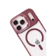 Apple iPhone 17 Pro Remim Lensli Magsafe Standlı Kapak - Bordo