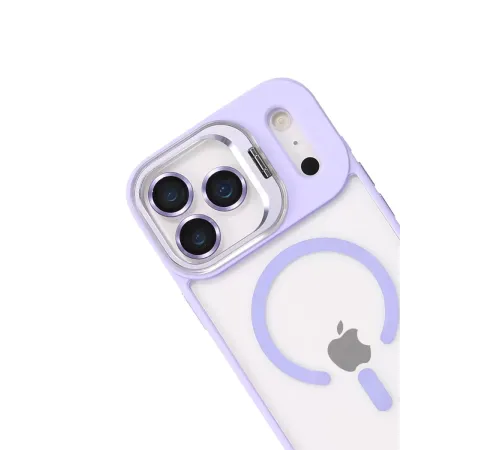 Apple iPhone 17 Pro Remim Lensli Magsafe Standlı Kapak - Lila