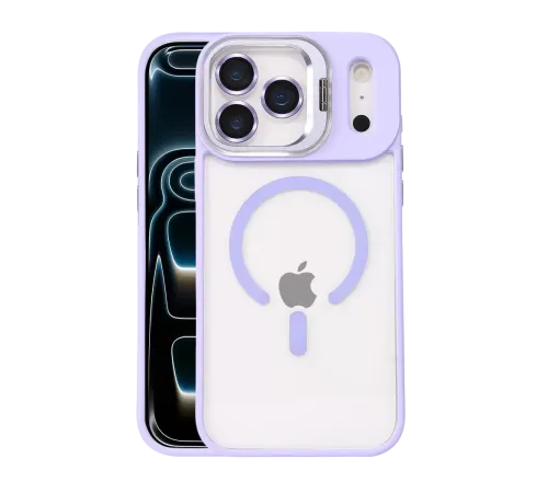 Apple iPhone 17 Pro Remim Lensli Magsafe Standlı Kapak - Lila