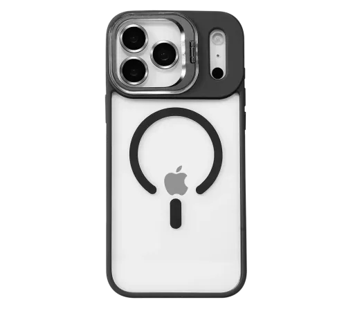 Apple iPhone 17 Pro Remim Lensli Magsafe Standlı Kapak - Siyah