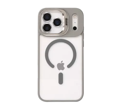 Apple iPhone 17 Pro Remim Lensli Magsafe Standlı Kapak - Titan Gri