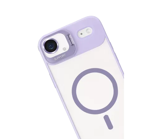 Apple iPhone 17 Air Remim Lensli Magsafe Standlı Kapak - Lila