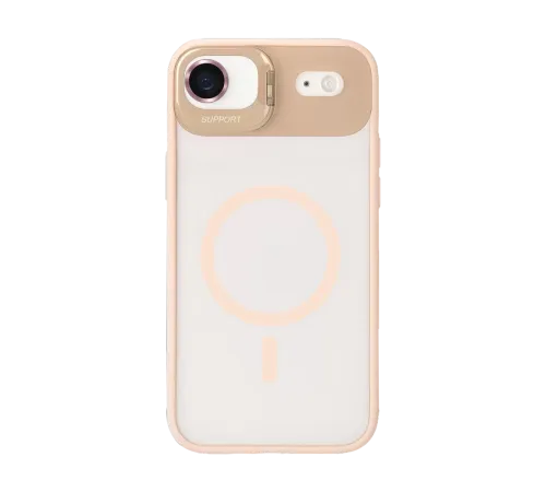 Apple iPhone 17 Air Remim Lensli Magsafe Standlı Kapak - Pembe