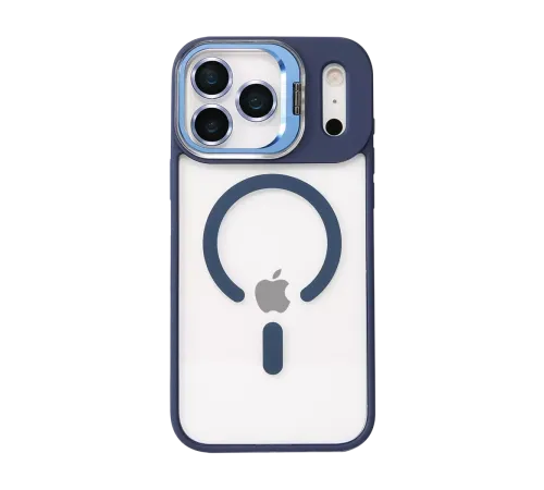 Apple iPhone 17 Pro Max Remim Lensli Magsafe Standlı Kapak - Lacivert
