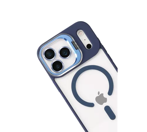 Apple iPhone 17 Pro Max Remim Lensli Magsafe Standlı Kapak - Lacivert