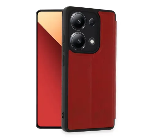 Xiaomi Redmi Note 13 4G Kılıf Flip Cover - Kırmızı