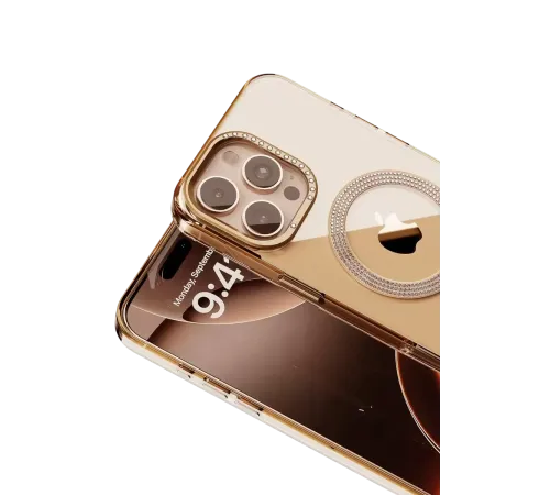 Apple iPhone 16 Pro Max Tash Diamond Magsafe Kapak - Gold