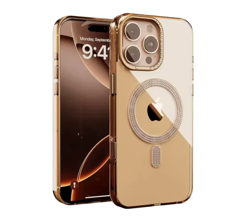 Apple iPhone 16 Pro Max Tash Diamond Magsafe Kapak - Gold