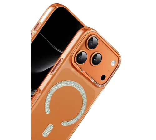 Apple iPhone 17 Pro Tash Diamond Magsafe Kapak - Turuncu