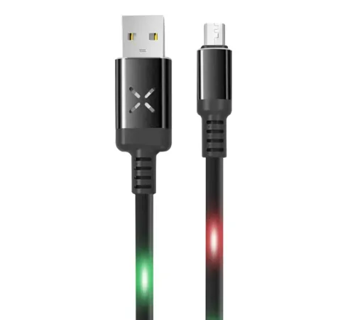 DC09 Ses Duyarlı Işıklı Micro USB Kablo 1M 2A - Siyah