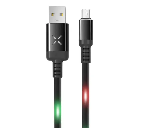 DC09 Ses Duyarlı Işıklı Micro USB Kablo 1M 2A - Siyah