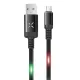 DC09 Ses Duyarlı Işıklı Micro USB Kablo 1M 2A - Siyah