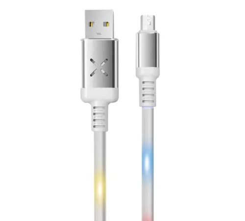 DC09 Ses Duyarlı Işıklı Micro USB Kablo 1M 2A - Beyaz