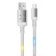DC09 Ses Duyarlı Işıklı Micro USB Kablo 1M 2A - Beyaz