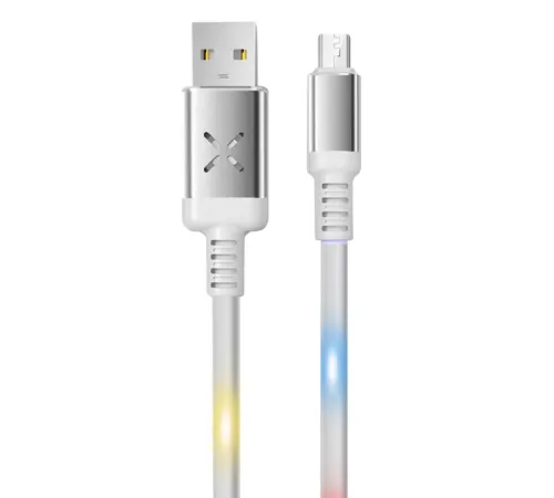 DC09 Ses Duyarlı Işıklı Micro USB Kablo 1M 2A - Beyaz