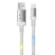 DC09 Ses Duyarlı Işıklı Micro USB Kablo 1M 2A - Beyaz