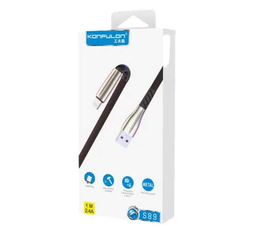 S89 Metal Uçlu Lightning Kablo iphone Uyumlu 1M 2.4A - Kırmızı