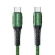 DC43 Type-C to Type-C 1M Örgü 60W Hızlı Şarj Kablo - Yeşil