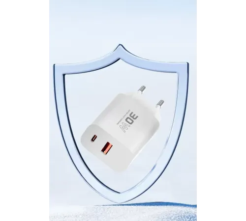 C89Q 1 Adet 30W Type-C ve 1 Adet 22.5W USB Çıkışlı Ekstra DL48 1M USB to Lightning Kablolu PD Şarj Cihazı - Beyaz