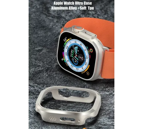 Apple Watch Ultra 49mm MO-WT3 Alüminyum Camlı Kasa Ekran Koruyucu - Gold