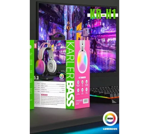KRH1 RGB Kafaüstü Kablosuz Kulaklık - Gri