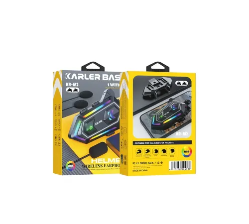 KRM2 RGB Motosiklet Sürücüleri İçin IPX6 Su Geçirmez Özellikli Kablosuz Bluetooth Kulaklık - Siyah