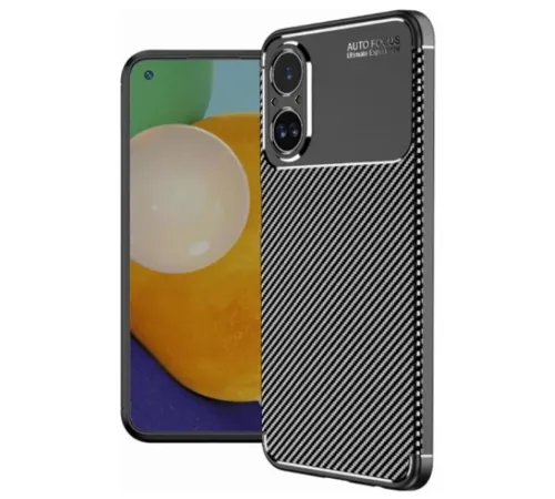 Realme 12 Lite Kılıf Auto Focus Karbon Kapak - Siyah