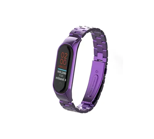 Mi Band 4 Metal Baklalı Kordon - Mor